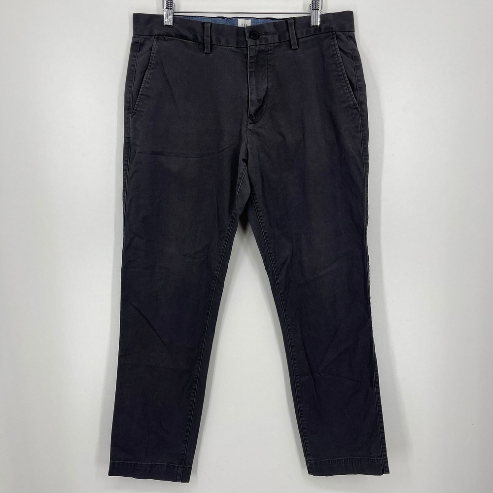 Gap Mens Slim Fit Chinos Charcoal Gray Stretch Cotton Pants 36x30 Solid